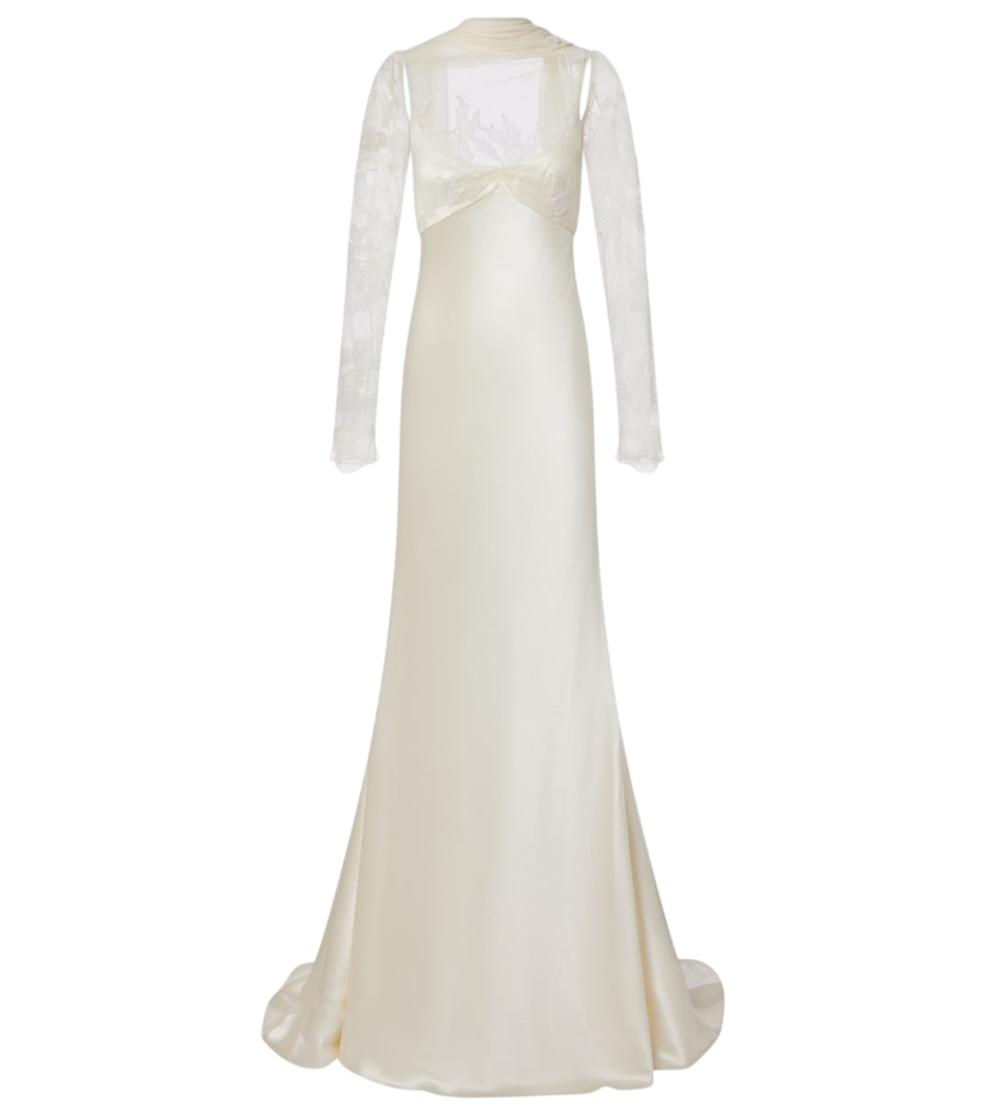 Robe de mariée Danielle Frankel Esme en soie et laine à finitions en dentelle
