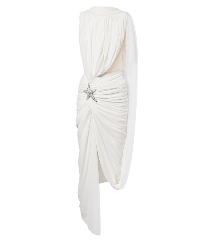 David Koma Asymmetric draped embellished midi dress
