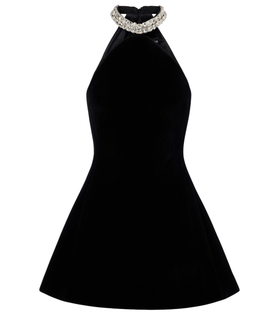 David Koma Crystal-embellished halterneck minidress