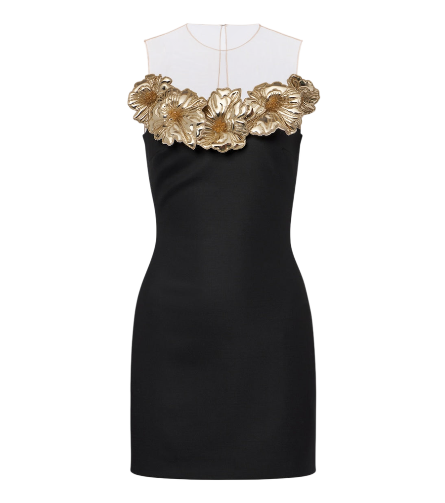 Minivestido David Koma adornado con apliques florales