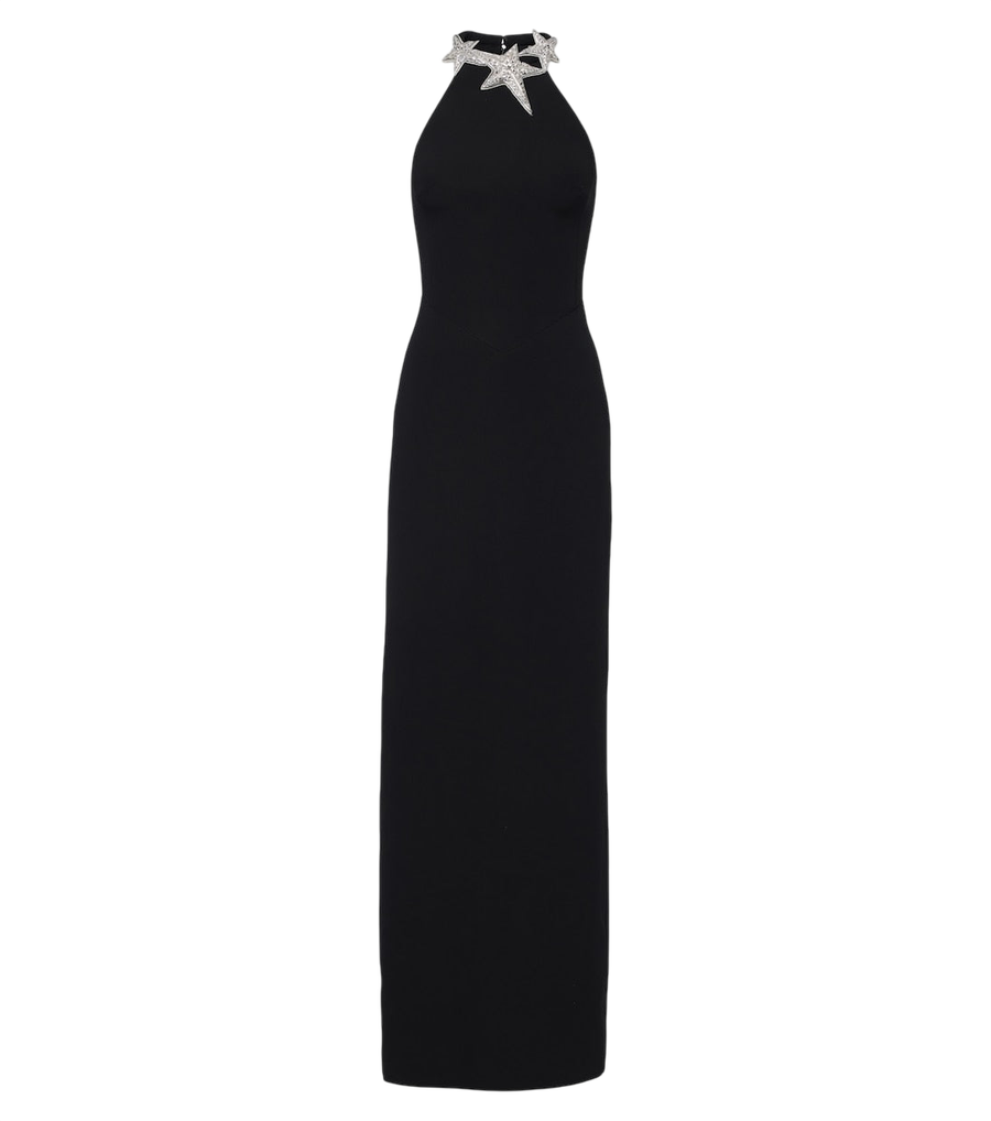 David Koma Embellished halterneck cady gown