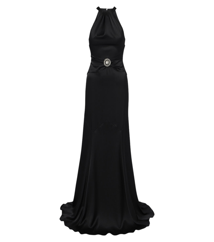 David Koma Embellished halterneck satin gown