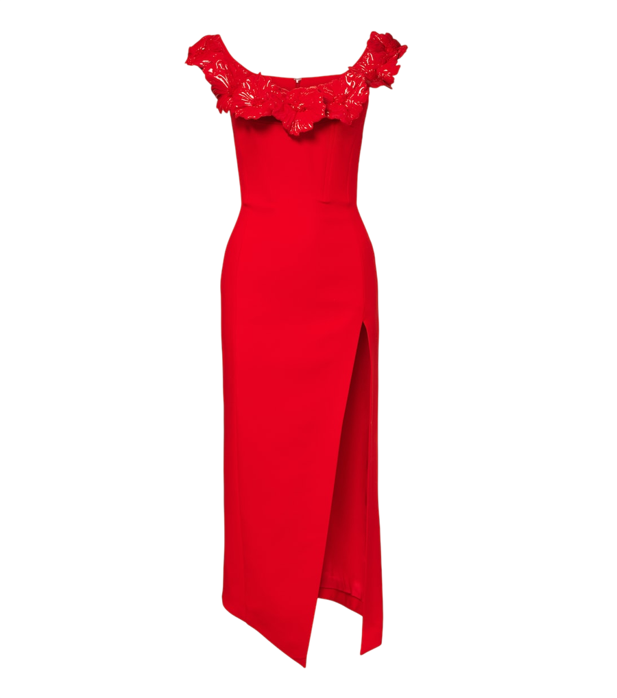 David Koma Off-shoulder wool-blend bustier dress