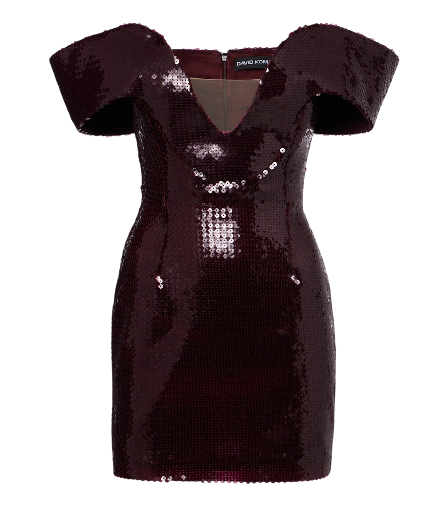 David Koma minivestido com lantejoulas e ombros descobertos