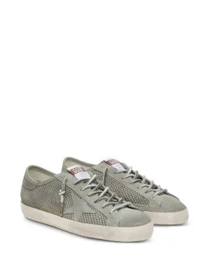 Golden Goose Super-Star green perforated suede with tone-on-tone star detail sneakers