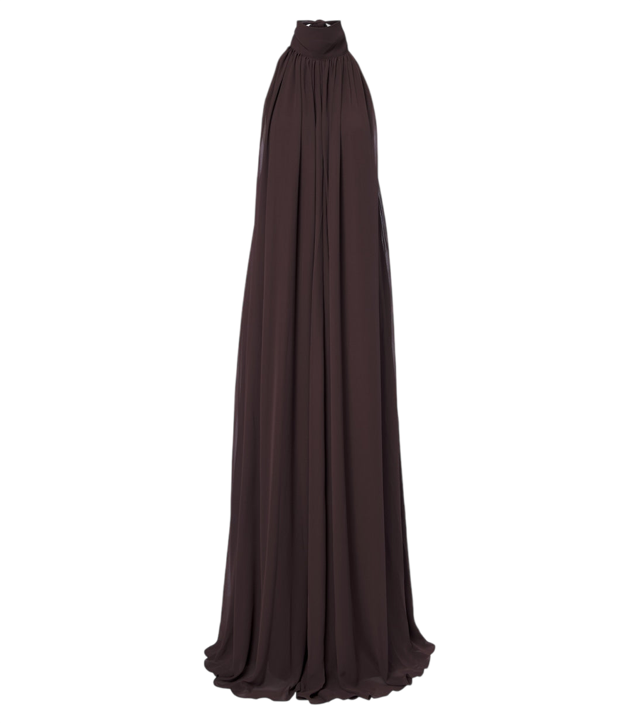 Vestido largo de chifón con cuello halter Adela de De La Vali
