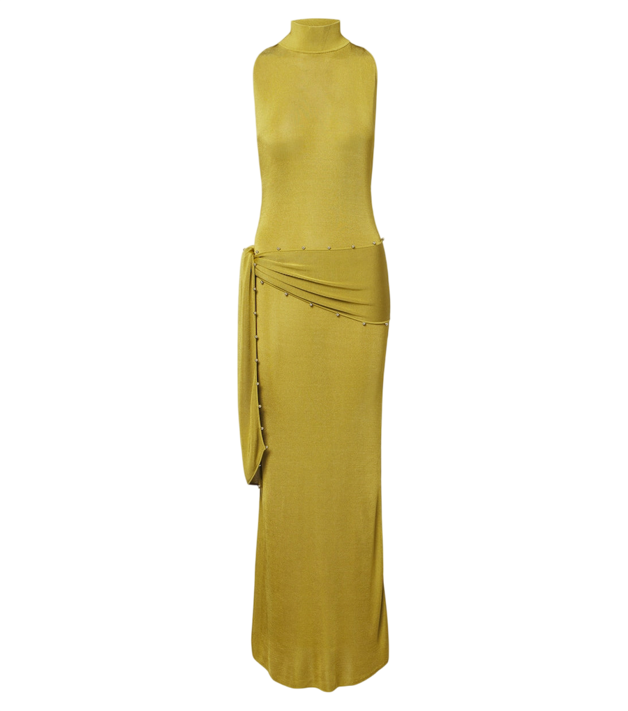 De La Vali Belted embellished maxi dress