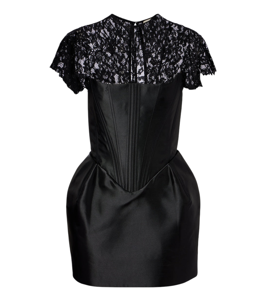 De La Vali Minivestido bustier Catalina em cetim e renda