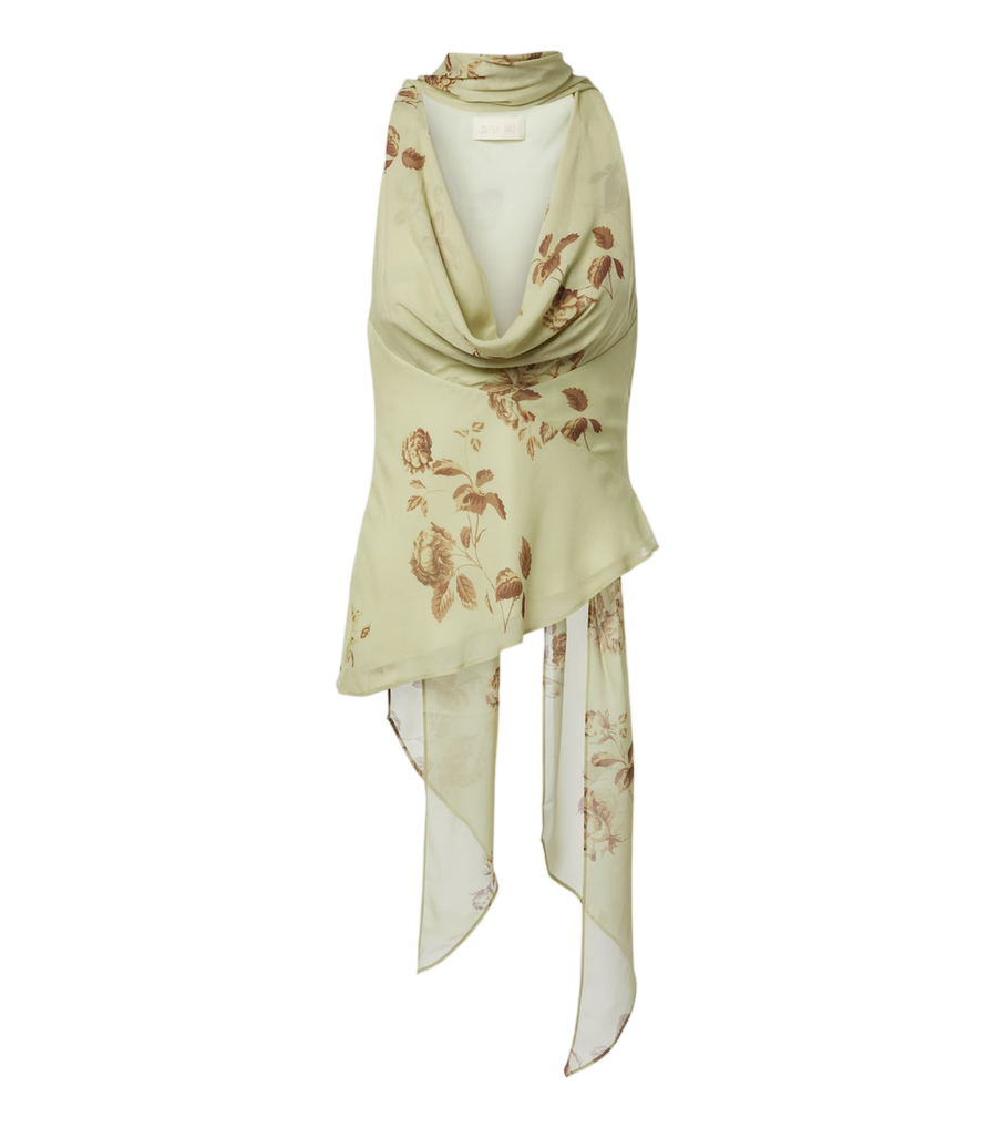 De La Vali Diosa floral scarf-detail georgette top