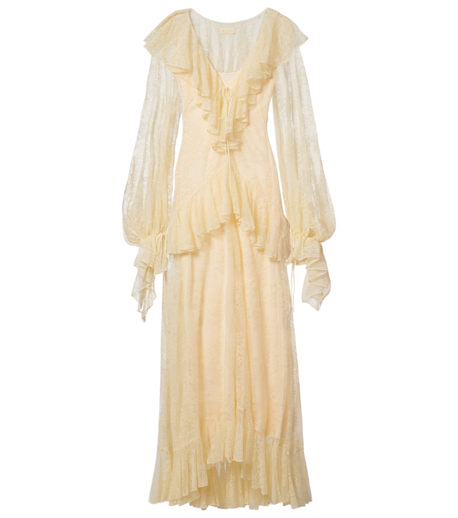 De La Vali Esen ruffled lace maxi dress