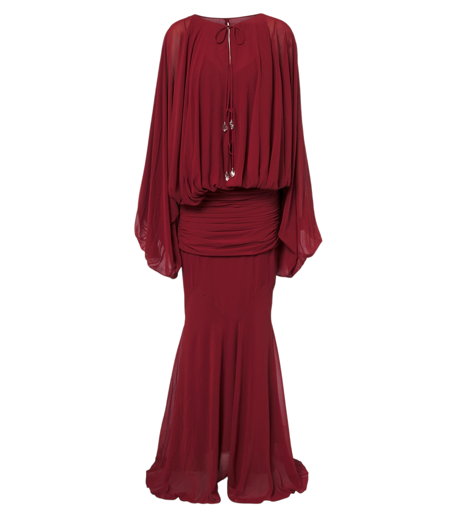 De La Vali Eulalia gathered chiffon maxi dress
