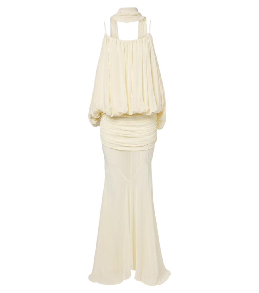 De La Vali Inara Gathered chiffon maxi dress