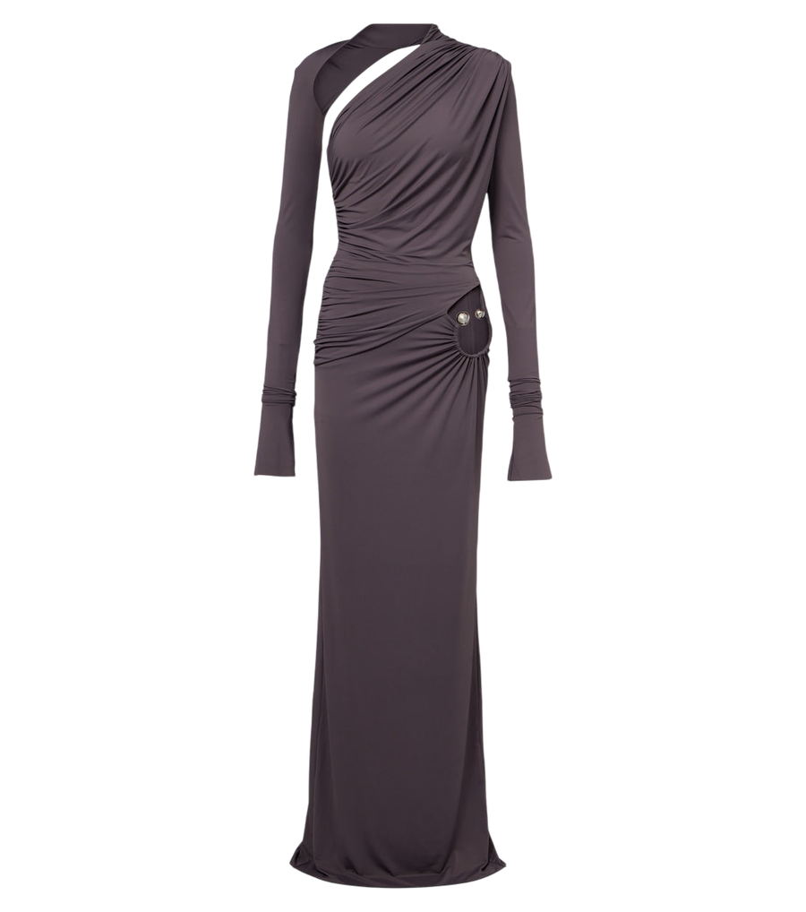 Vestido largo asimétrico de punto con aberturas Jade de De La Vali