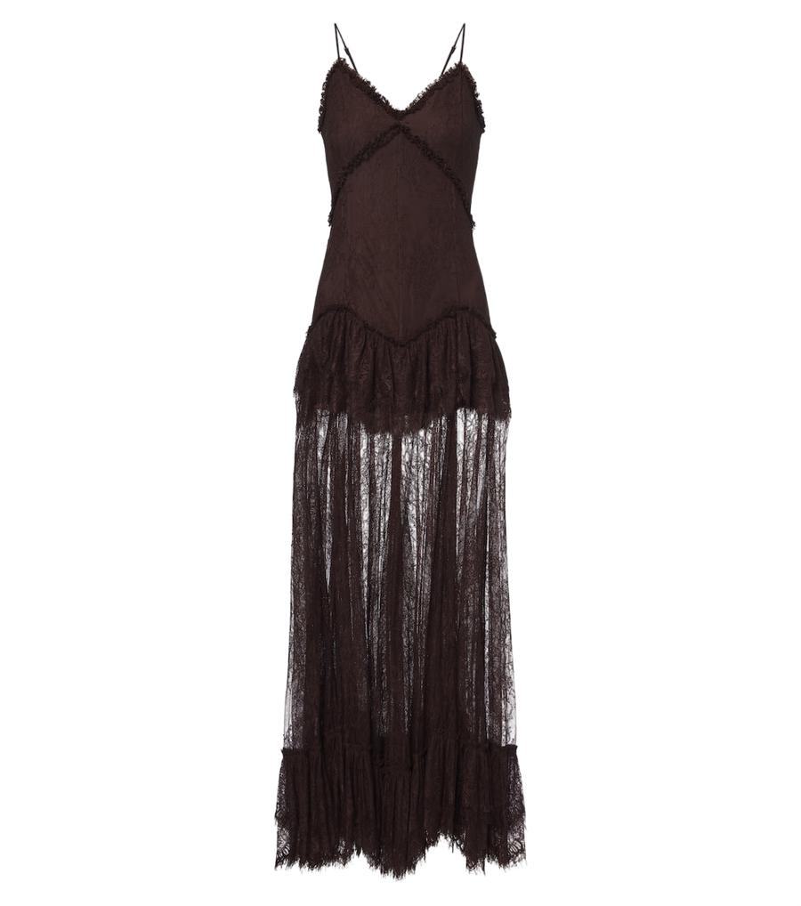 De La Vali Kala tiered ruffled lace maxi dress
