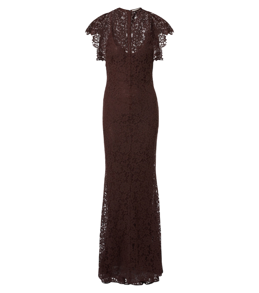 Robe longue en dentelle mélangée de coton à découpes Laia de De La Vali