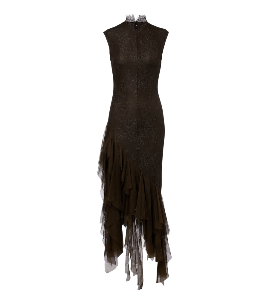 Vestido de cóctel De La Vali Morwen de encaje con ribete de tul
