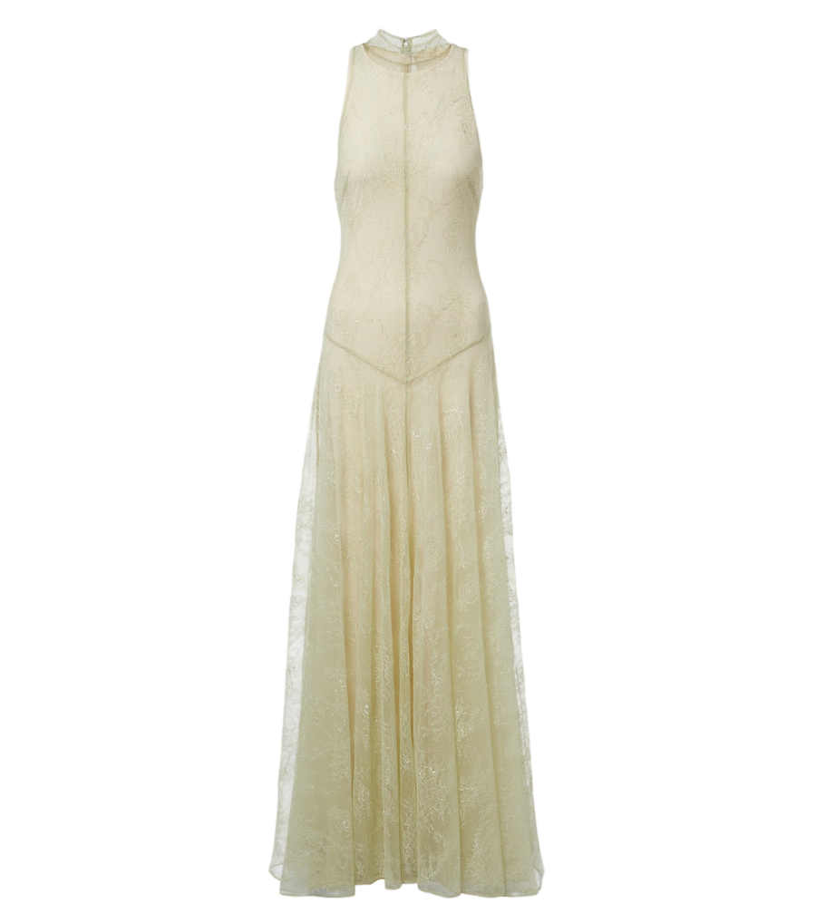 Vestido largo de encaje con cuello halter Palomina de De La Vali