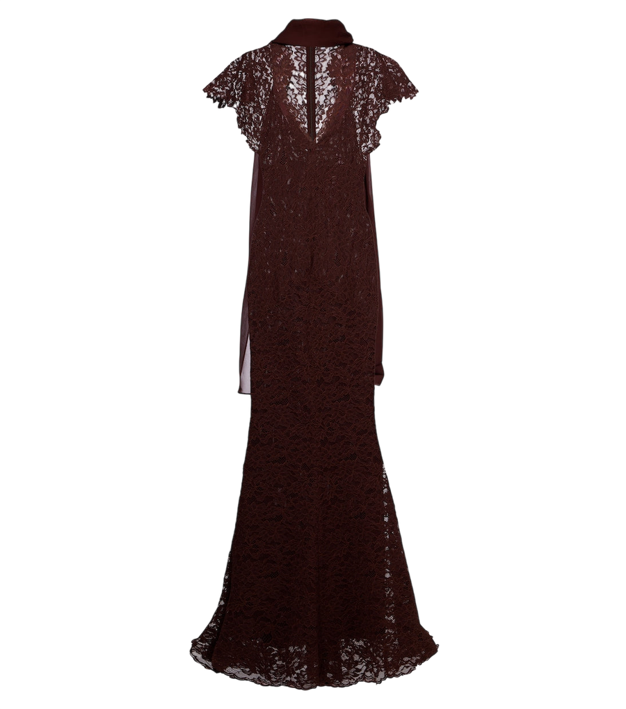 Vestido largo de encaje de mezcla de algodón con detalle de pañuelo Solina de De La Vali