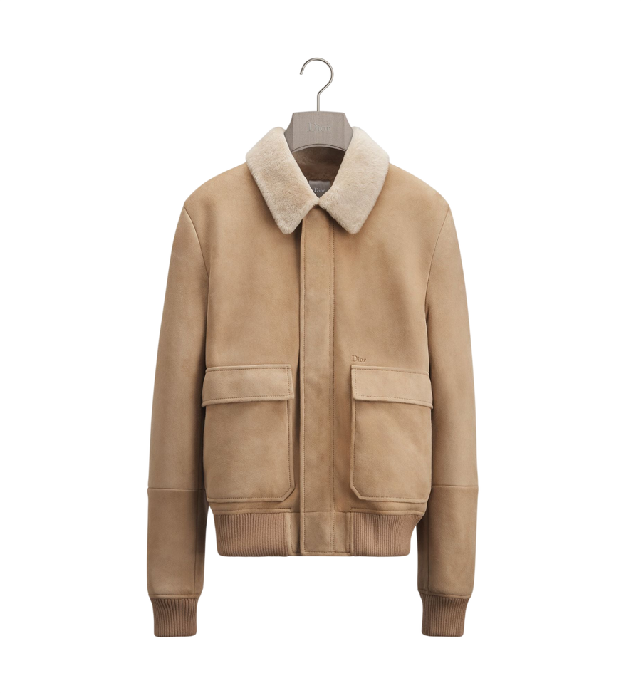 Dior Blouson Jacket — Beige Lambskin Shearling