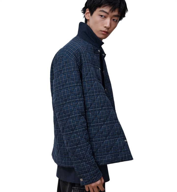 Dior Cannage Quilted Reversible Shirt — Blue Check'n'Dior Cotton Twill [white-bg-v2:c63e6161-0fd7-4ffd-9ceb-96cf096ab609]