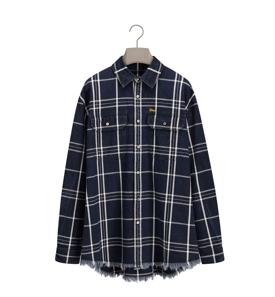 Dior Checkered Overshirt — Blue Cotton Chambray