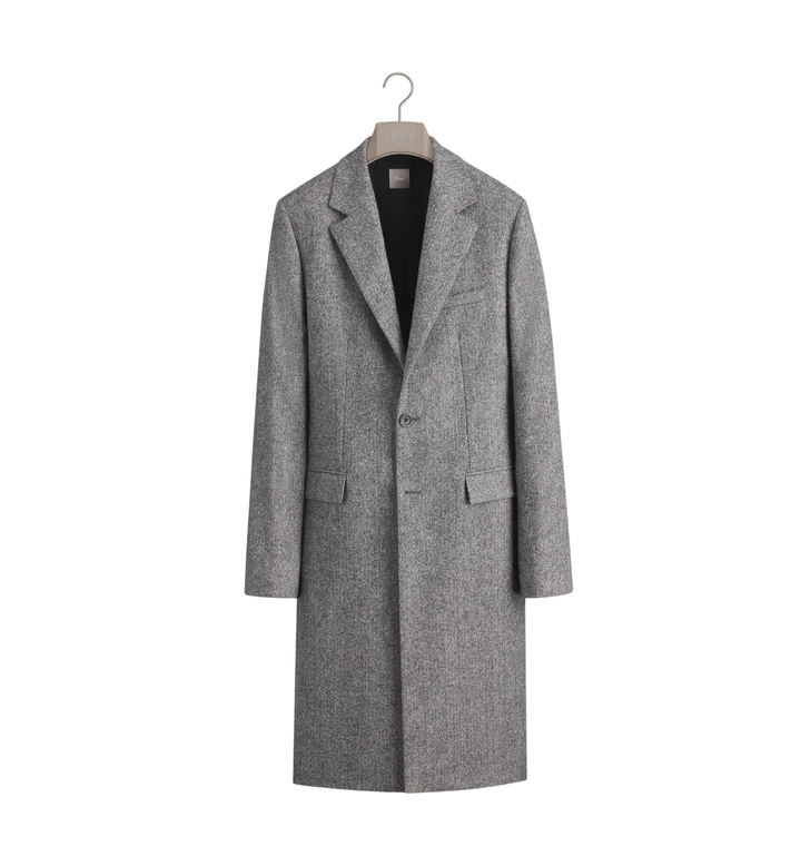 Dior Classic Coat — Gray Herringbone Virgin Wool [white-bg-v2:7726c1d1-6641-431b-abf4-f623bb97f11a]