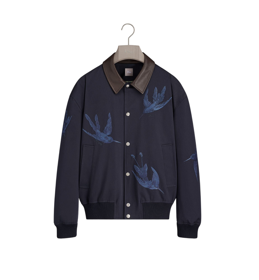 Dior Colibri Bomber Jacket — Blue Cotton Twill