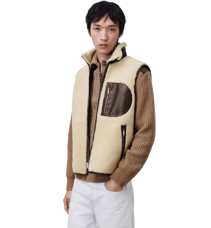 Dior DiorAlps Dior Montaigne Vest — Beige Lambskin Shearling [white-bg-v2:a6417510-8a92-4663-871c-8ec46a8ae91b]