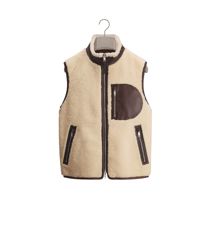 Dior DiorAlps Dior Montaigne Vest — Beige Lambskin Shearling [white-bg-v2:1588f137-e395-40f7-8b42-578dbb632e2a]