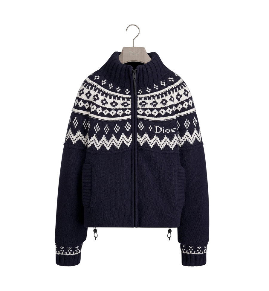 Dior DiorAlps Knit Puffer Jacket — Blue Fair Isle Wool Jacquard