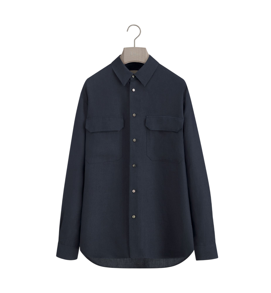 Dior Dioriviera Oversized Shirt with Dior Embroidery — Navy Blue Hemp