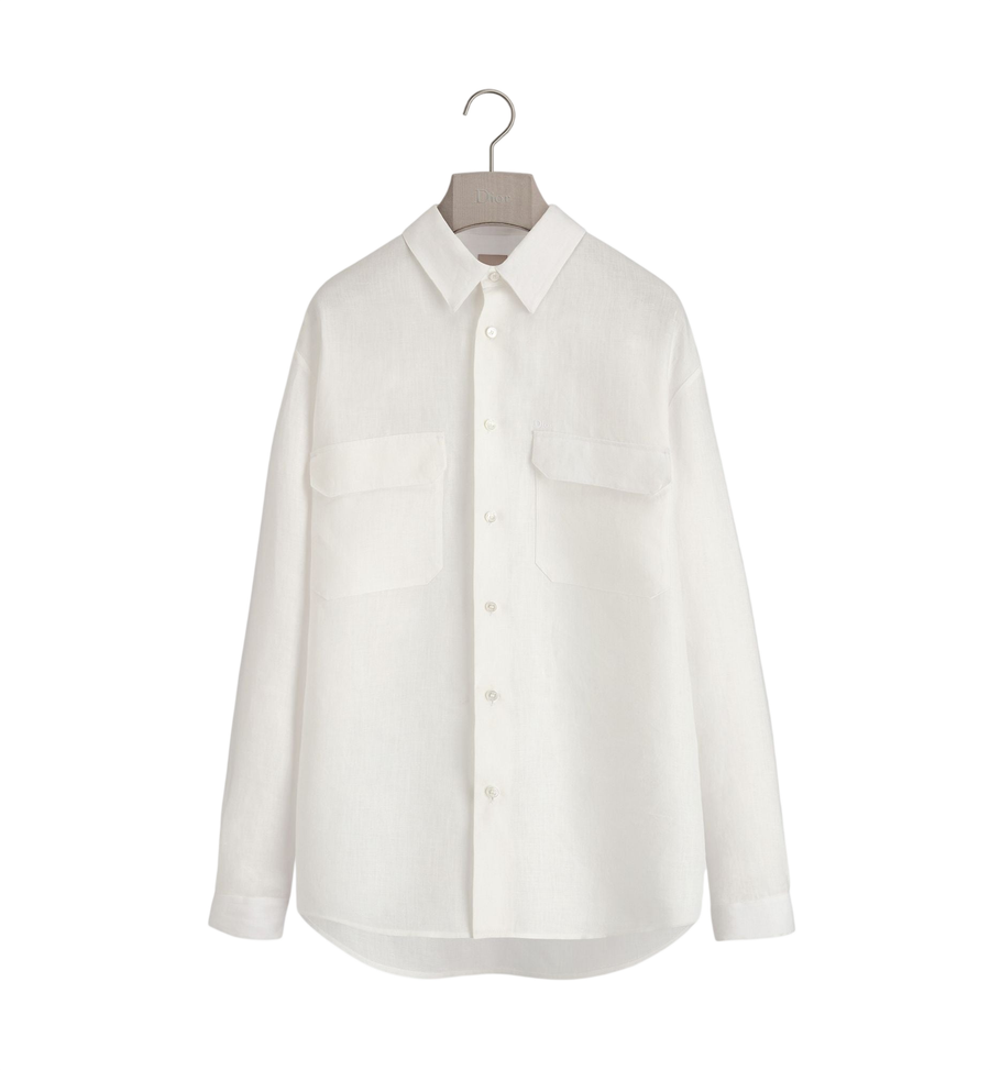 Dior Dioriviera Oversized Shirt with Dior Embroidery — White Hemp