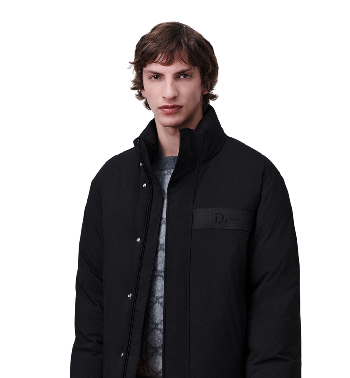 Dior Down Jacket with Dior Jacquard Band — Black Technical Fabric [white-bg-v2:57ab3108-1bce-4854-868a-865a23b11357]