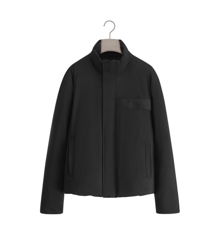 Dior Down Jacket with Dior Jacquard Band — Black Technical Fabric [white-bg-v2:df8cec99-45fc-45ea-a280-08cdf428bd20]