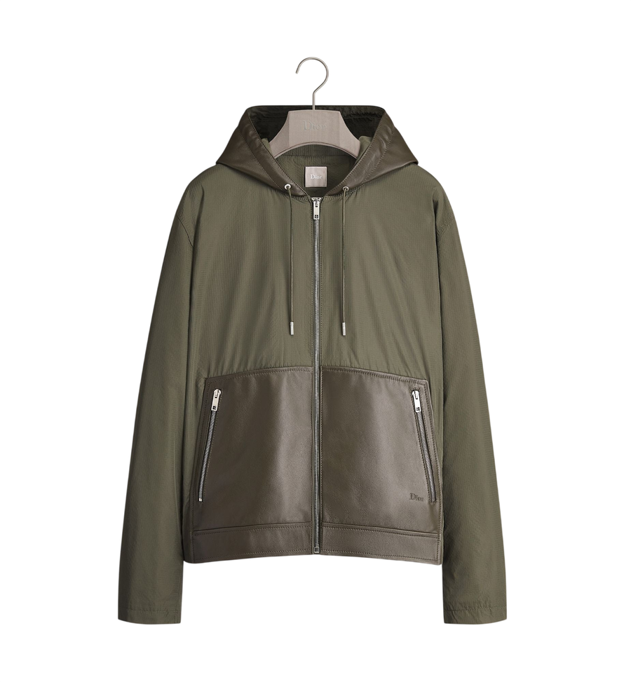 Dior Hooded Jacket — Khaki Lambskin and Technical Fabric