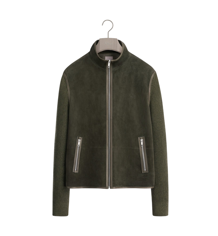 Dior Icons Zipped Jacket — Deep Green Suede Lambskin