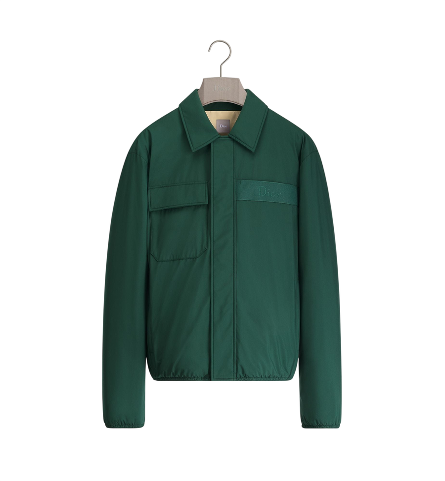 Veste légère Dior à col ouvert — Tissu technique déperlant vert foncé