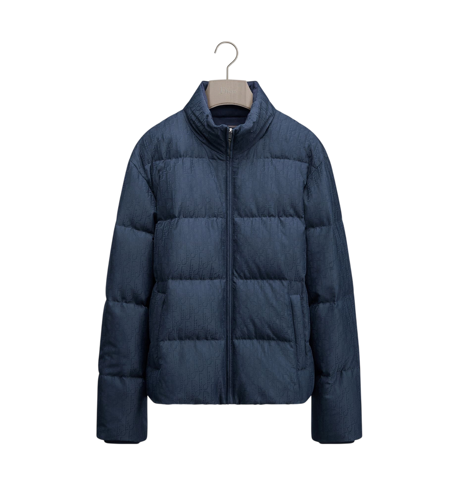 Dior Oblique Down Jacket — Navy Blue Technical Jacquard