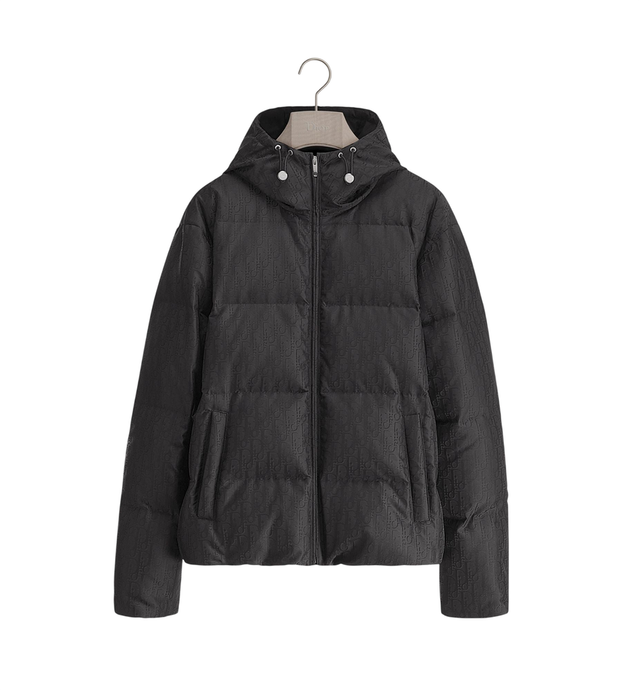 Dior Oblique Hooded Down Jacket — Black Technical Jacquard