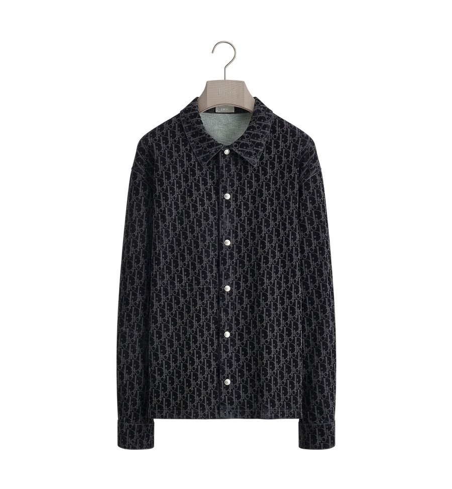 Dior Oblique Overshirt — Blue Cotton-Blend Twill