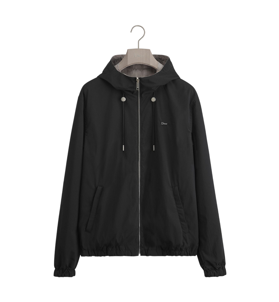 Dior Oblique Reversible Windbreaker — Black Water-Repellent Technical Fabric