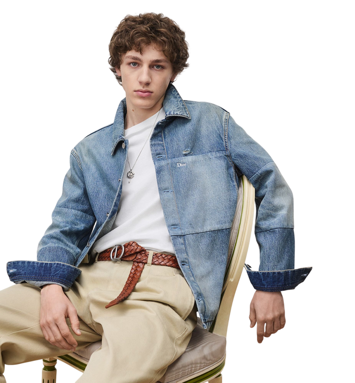 Dior Overshirt with Patchwork Effect — Blue Cotton Twill [white-bg-v2:5dafa8c6-5291-4de6-85de-dabf02a9d226]