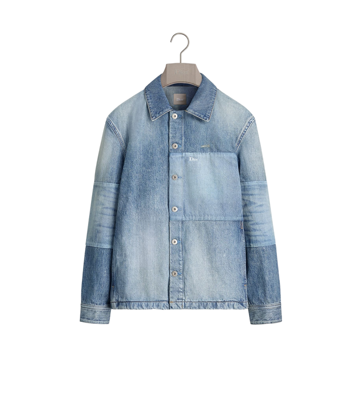 Dior Overshirt with Patchwork Effect — Blue Cotton Twill [white-bg-v2:93ff06ae-171a-41de-b443-6eed18fa6ea9]