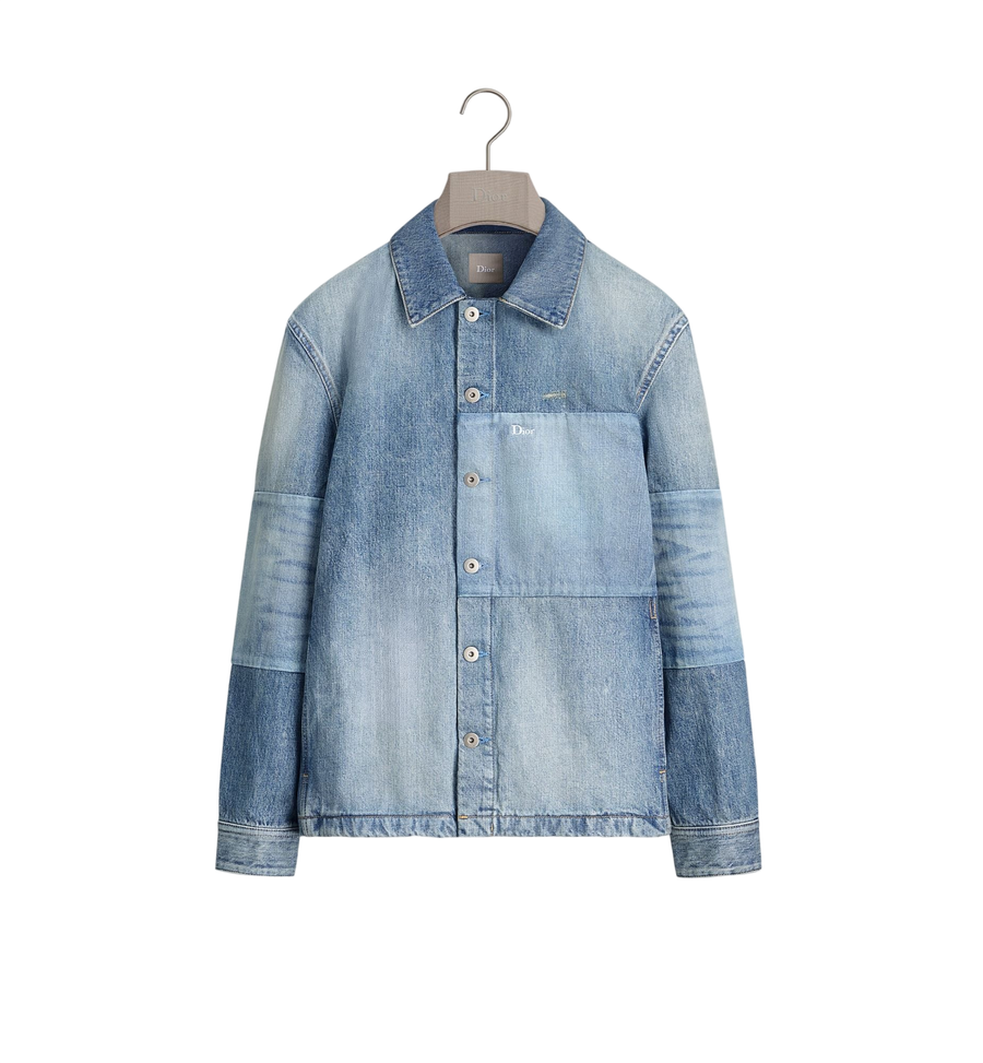 Dior Overshirt with Patchwork Effect — Blue Cotton Twill