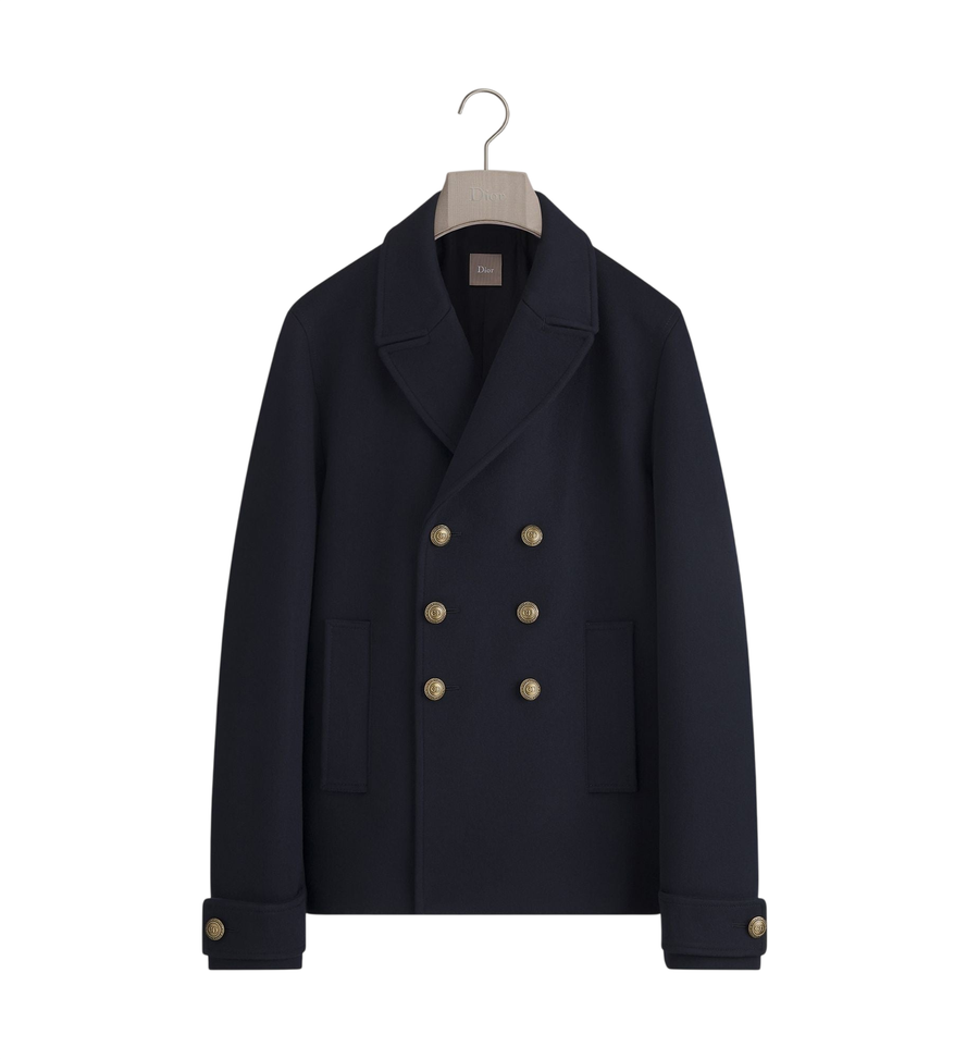 Dior Peacoat with Gold-Tone Buttons — Navy Blue Virgin Wool and Cashmere