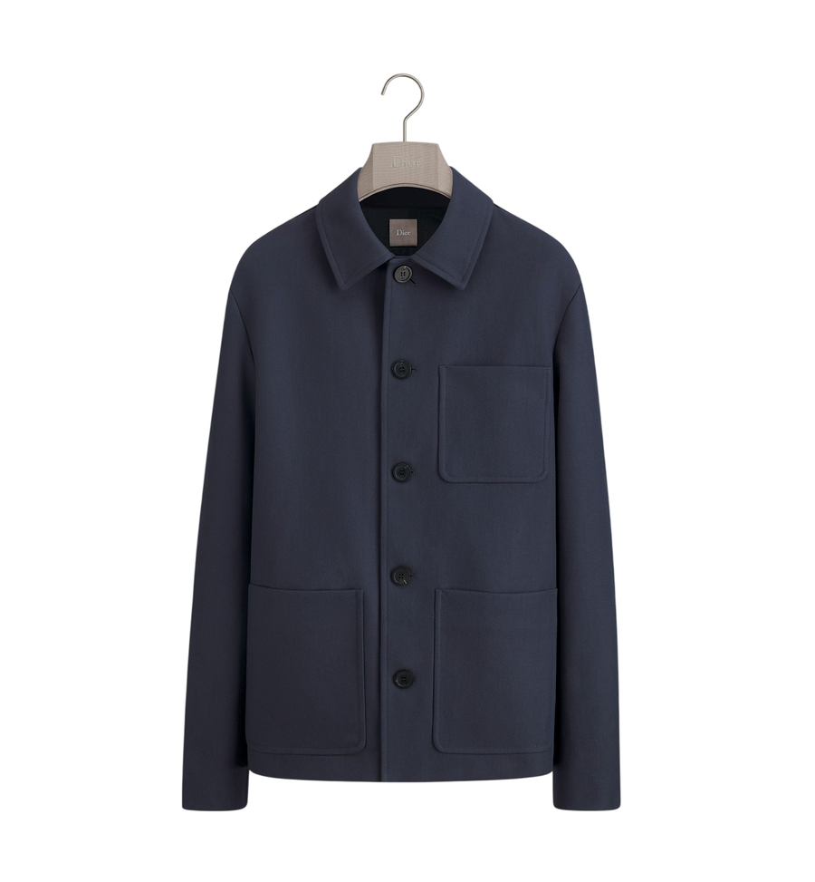 Dior Workwear Jacket — Blue Double-Sided Cotton Jacquard