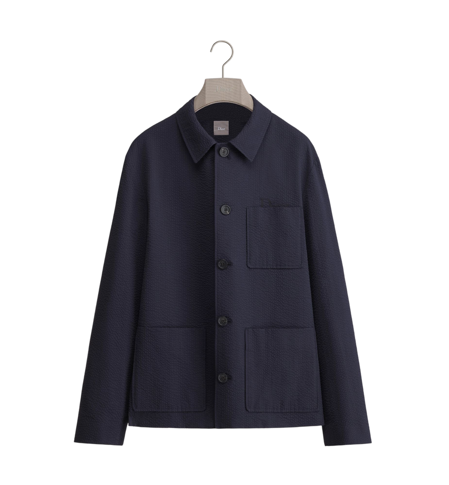 Veste de travail Dior — Coton seersucker bleu marine