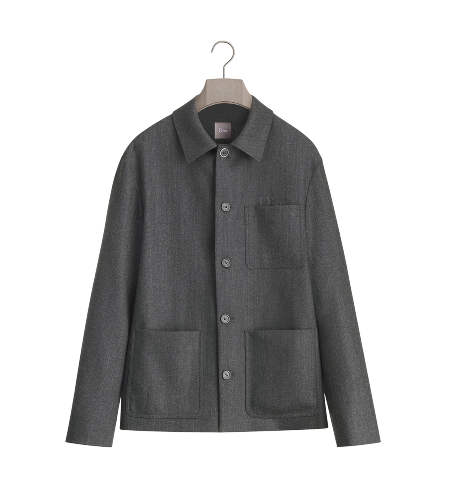 Dior Workwear Jacket with Dior Embroidery — Anthracite Gray Wool Drill