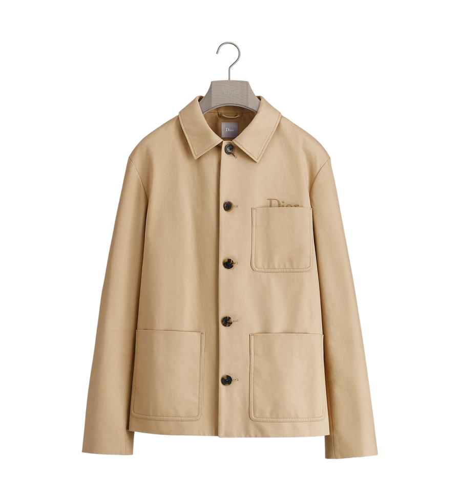 Dior Workwear Jacket with Dior Embroidery — Beige Cotton Twill
