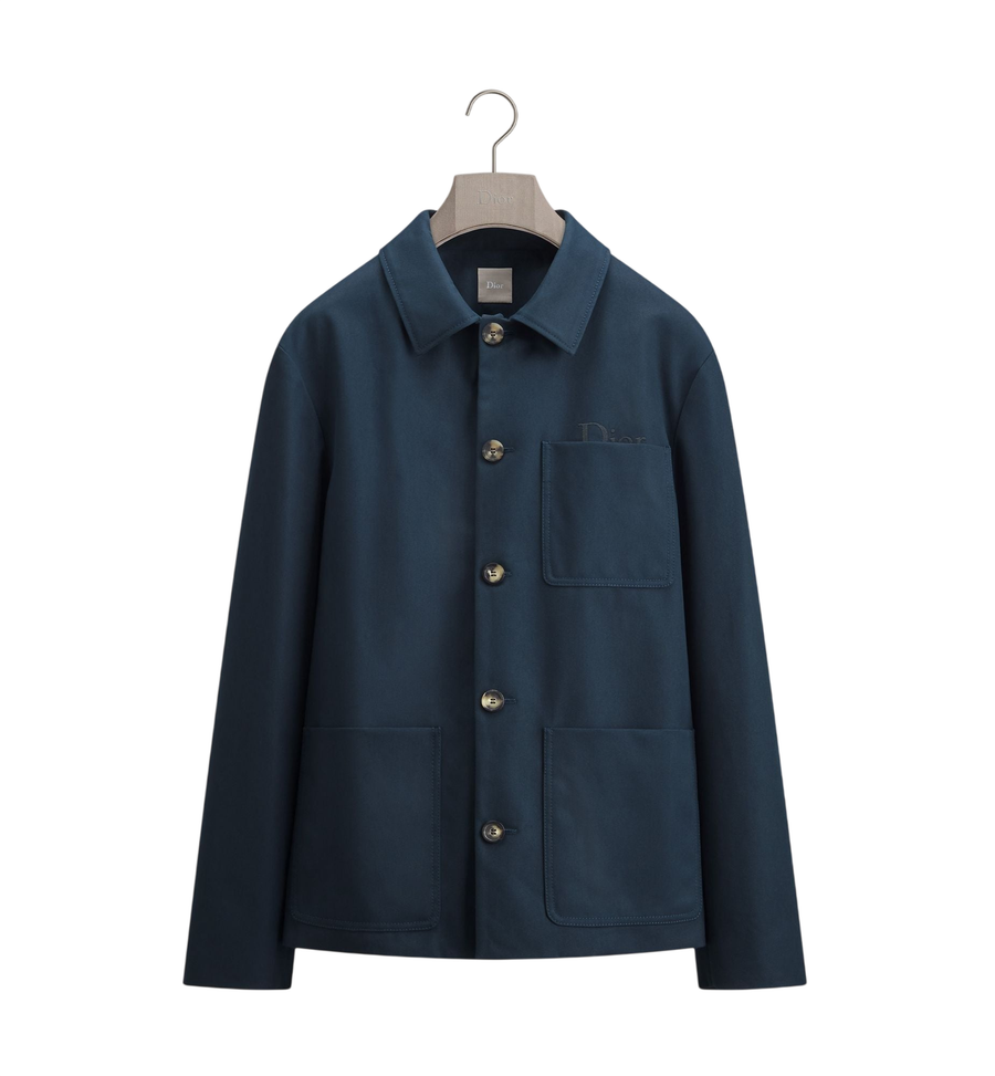 Dior Workwear Jacket with Dior Embroidery — Navy Blue Cotton Twill